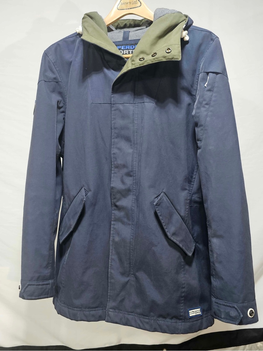#J8 Superdry North Atlantic Navy Hooded Jacket XL – Olive Contrast Utility Coat